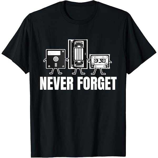 Amazon.com: Never Forget T Shirt Funny Floppy Disk VHS Tape 90s